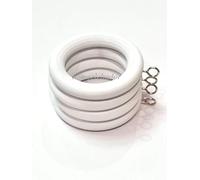 Anillos de cortina de madera blanca de 38 mm con ojal de rosca, anillos de cortina para colgar con ojales deslizantes para postes de 35 mm, paquete de 24