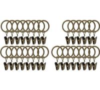 Anillos para cortinas Unyqoos® con abrazaderas: 30 anillos metálicos de color bronce, de 55 mm de diámetro, para barras de cortina de 55 mm, con abrazaderas resistentes para colgar cortinas con pliegu