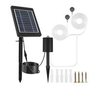 Annadue Bomba de Aire de Oxígeno con Energía Solar para Estanque, Aireador Solar de 3 Engranajes con Batería de Respaldo de 2200 MAh para Hidroponía de Pecera Al Aire Libre, Bomba de de Inserción en