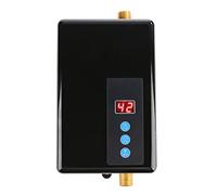 Annadue Calentador de Agua Eléctrico Instantáneo de 220 V, 5,5 KW, Mini de Agua Caliente sin Tanque para Ducha, Cocina, Calentador de Compacto Rojo con Control de Temperatura Inteligente (BLACK)
