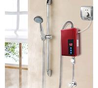 Annadue Calentador de Agua Eléctrico Instantáneo de 220 V, 5,5 KW, Mini de Agua Caliente sin Tanque para Ducha, Cocina, Calentador de Compacto Rojo con Control de Temperatura Inteligente (rojo)