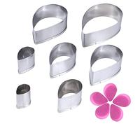 Annadue Cortador de Rosas, Moldes de Flores de Fondant de Acero Inoxidable, Juego de 7 Piezas de Plantillas de Pétalos en Forma de Gota de Agua, Herramientas de Decoración de Pasteles