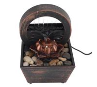 Annadue Fuente de Mesa de Piedra con Luz LED, Decoración de Flores Doradas | Decoración de relajación interior, fuente de agua alimentada por USB, adorno de flujo calmante, acento Zen de escritorio,