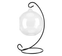 Annadue Jarrón de Cristal Colgante, Terrario Grande con Marco para Plantas de Aire, Maceteros Suculentos, Soporte de Hierro Decorativo en Forma de Bola