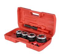 Annadue Kit de Roscado Manual de Tuberías, 4 Troqueles de 1/2" 3/4" 1" -/" Herramienta de Roscado con Estuche, Troqueles de de Tuberías, Grifo y Troquel de Mano para Reparación de