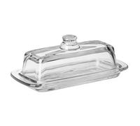 Annadue Plato de Mantequilla de Vidrio con Tapa, Bandeja de Mantequilla Rectangular Hermética para Refrigerador de Encimera, Contenedor de Apto para Lavavajillas (claro)