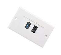 Annadue Toma de Panel de Pared USB 2 en 1, Placa Multimedia de y Vídeo con Material Ignífugo ABS, Cableado de Ingeniería Compatible con 1.4
