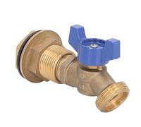 Annadue Válvula de Bola de Latón, Válvula de Lluvia con Espiga para Tanque de Agua de Cuarto de Vuelta con Conector de Mamparo, Rosca Macho Hembra de 1/2 Pulgada y 3/4 Pulgada para Manguera de