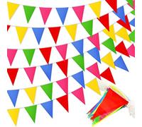 Annhao 50 metros 120 Banderines Triangulares Bunting Banner Banners Multicolores Guirnaldas para Bodas Fiestas de Cumpleaños Jardín Marca Apertura Decoraciones para el hogar Cuerda Colgando Decoración