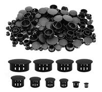 Annickee 150 Piezas Tapas de Plástico, Tapones De Plastico Negro, Tornillos Embellecedor Cubre 10 tamaños 6/8/10/12/14/16/18/20/22/25mm, Redondo Agujero Tapones Cubierta para Mesa, Armarios, Muebles