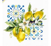 Anniversary House Tiflair - Servilletas de almuerzo de 3 capas, 33 x 33 cm, 20 unidades, para decoración de mesa y decoupage, diseño de frutas, diseño mediterráneo, PJ344096