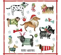 Anniversary House Tiflair Servilletas navideñas de lujo, servilletas de papel de 3 capas con diseño de perros de Navidad, servilletas desechables gruesas, fuertes, festivas para decoración de mesa
