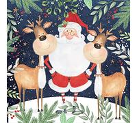 Anniversary House Tiflair Servilletas navideñas de lujo, servilletas de papel de 3 capas con diseño de Papá Noel y renos divertidos, gruesas, fuertes, festivas para decoración de mesa de Navidad