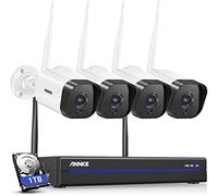 ANNKE Kit de cámara de videovigilancia inalámbrica de 8 canales, 5 MP, NVR FHD, sistema de vigilancia Plug and Play, H.264+, sistema de seguridad, visión nocturna, acceso remoto a 1 TB HDD