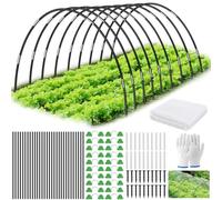 ANOMM Arcos para Invernadero, 30 Piezas Garden Aros de Invernadero con 3 * 10m Red Anti-Insectos Clips, Tubos de conexión, piquetas, Guante, DIY Aros de Soporte de Fibra de Vidrio Desmontables