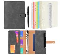 ANOMM Cuaderno A5 Anillas de Cuero Sintético, Recargable Libretas, Gris