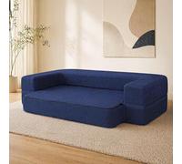 ANONER Sofá de Suelo Plegable Sillón Cama Plegable, Sofá Cama 2 plazas con Espuma de Memoria, Sofá Convertible en Colchón, Lavable Full Size para Salón Lofts, Azul Oscuro
