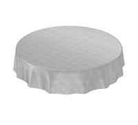 Anro - Mantel (Aspecto de Lino, Aspecto Textil, Hule, Redondo, 140 cm), Color Gris