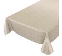 Anro - Mantel de Hule, Lavable, Aspecto de Lino, Aspecto Textil, 100 x 140 cm, Color Beige