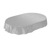 Anro - Mantel de Hule, Lavable, Aspecto de Lino, Aspecto Textil, Ovalado, 180 x 140 cm, 140 x 180 cm, Color Gris
