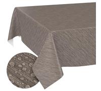 ANRO - Mantel de Hule Lavable con Borde de Corte, Aspecto Textil, Beige, marrón, 220 x 140 cm, para Mesa de jardín