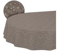 ANRO - Mantel de Hule Lavable, Ovalado, con Borde Cortado, para Mesa de jardín, Color Beige y marrón, 140 x 220 cm