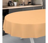 ANRO Mantel de Hule Lavable, para jardín, Exterior e Interior, Ovalado, 180 x 140 cm, Borde Cortado, Color Albaricoque