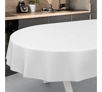 ANRO Mantel de Hule Lavable, para jardín, Exterior e Interior, Ovalado, 180 x 140 cm, Borde de Corte, Color Blanco