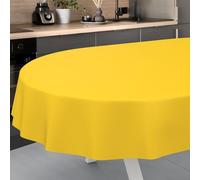 ANRO Mantel de Hule Lavable, para jardín, Exterior e Interior, Ovalado, 200 x 140 cm, Borde Cortado, Amarillo