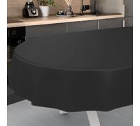ANRO Mantel de Hule Lavable, para jardín, Exterior e Interior, Ovalado, 200 x 140 cm, con Dobladillo, Color Negro