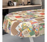 ANRO Mantel de Hule Lavable, para jardín, Exterior e Interior, Ovalado, 240 x 140 cm, Borde Cortado