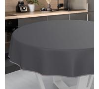 ANRO Mantel de Hule Lavable, para jardín, Exterior e Interior, Redondo, 100 cm, con Dobladillo, Antracita