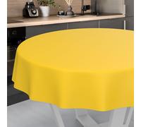 ANRO Mantel de Hule Lavable, para jardín, Exterior e Interior, Redondo, 140 cm, Borde de Corte, Color Amarillo