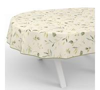 ANRO Mantel de Hule Lavable para Mesa de jardín, Impermeable, Ovalado, 160 x 140 cm, con Dobladillo (Ribeteado), diseño de Flores Canadiense