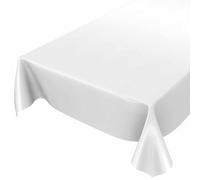 ANRO Mantel de Hule para jardín, para Exterior e Interior, Lavable, Color Blanco, Liso, Redondo, Ovalado, Rectangular, 100 x 140 cm