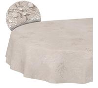 ANRO Mantel de Mesa Tela 70% Algodón 30% Poliéster | Diseño Japondi Beige | Rectangular Oval Redondo | Fácil Limpieza 180x140 cm