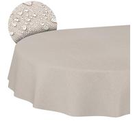 ANRO Mantel de Mesa Tela 70% Algodón 30% Poliéster Lavable Jacquard Ornamental Liso Beige Gris Kante Cortada 180x140 cm