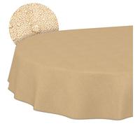 ANRO Mantel Lavable, Aspecto de Lino, Ovalado, 180 x 140 cm, para jardín, Interior y Exterior, Impermeable, repele la Suciedad, fácil de Limpiar, con Dobladillo