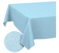 ANRO Mantel Lavable, Color Azul Pastel, Aspecto de Lino, Rectangular, 220 x 140 cm, para jardín, Interior y Exterior, Impermeable, repele la Suciedad, fácil de Limpiar, con Dobladillo