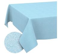 ANRO Mantel Lavable, Color Azul Pastel, Aspecto de Lino, Rectangular, 260 x 140 cm, para jardín, Interior y Exterior, Impermeable, repele la Suciedad, fácil de Limpiar, Borde Cortado