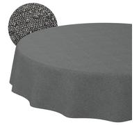 ANRO Mantel Lavable, Color Gris Oscuro, Aspecto de Lino, Redondo, 100 cm, para jardín, Interior y Exterior, Impermeable, Resistente a la Suciedad, fácil de Limpiar, Borde Cortado