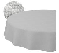 ANRO Mantel Lavable Gris Aspecto Lino Redondo 140 cm - Mantel de jardín para Interior y Exterior, Impermeable, Resistente a la Suciedad, fácil de Limpiar, Borde Cortado