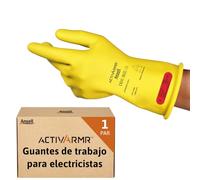 Ansell ActivArmr Guantes Aislantes Dieléctricos, Protección Eléctrica Class 0 (Tensión 1000V), Trabajos con Electricidad, Látex de Caucho Natural, 28cm, Amarillo, Talla M (1 Par)