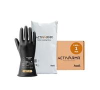 Ansell ActivArmr Guantes Aislantes Dieléctricos, Protección Eléctrica Class 00 (Tensión 500V), Trabajos con Electricidad, Látex de Caucho Natural, 28cm, Negro, Talla XL (1 Par)