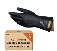 Ansell ActivArmr Guantes Aislantes Dieléctricos, Protección Eléctrica Class 00 (Tensión 500V), Trabajos con Electricidad, Látex de Caucho Natural, 28cm, Negro, Talla M (1 Par)