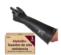 Ansell AlphaTec 87-104 Guantes de Trabajo Pesados, Alta Protección Química y Resistencia a la Abrasión, Seguridad Industrial, Guantes de Látex Reutilizables, Negro, Talla XL (1 Par)