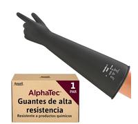 Ansell AlphaTec 87-108 Guantes de Trabajo Pesados, Alta Protección Química y Resistencia a la Abrasión, Seguridad Industrial, Guantes de Látex Reutilizables, Negro, Talla S (1 Par)