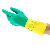 Ansell AlphaTec 87-900 Guantes de Trabajo Multiusos, Resistencia Química, Duración y Agarre Firme, Forro con Flocado Algodón, Guante de Trabajo Hombre Mujer, Verde, Talla M (12 Pares)