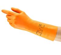 Ansell AlphaTec 87-955 Guantes de Trabajo Multiusos, Alta Resistencia Química, Protección Reforzada Trabajos Exigentes, Forro con Flocado Algodón, Talla L (12 Pares)