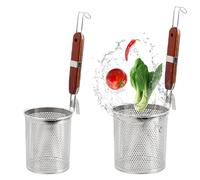 Anseom 2PCS Cestas de Colador de Acero Inoxidable, Espaguetis Filtro Fideos Pasta, Colador de alimentos, Coladores de Cocina para el Restaurante del Hogar Tienda de Ha (Diámetro 14 cm + 12 cm)